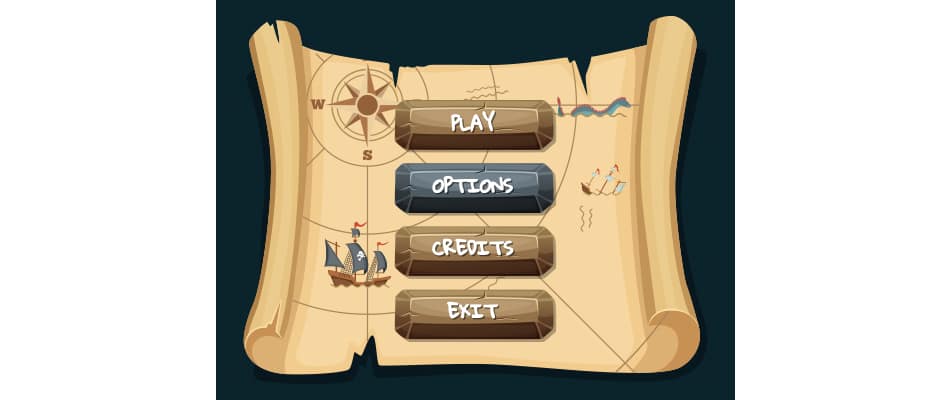 GUI gaming buttons for software navigation