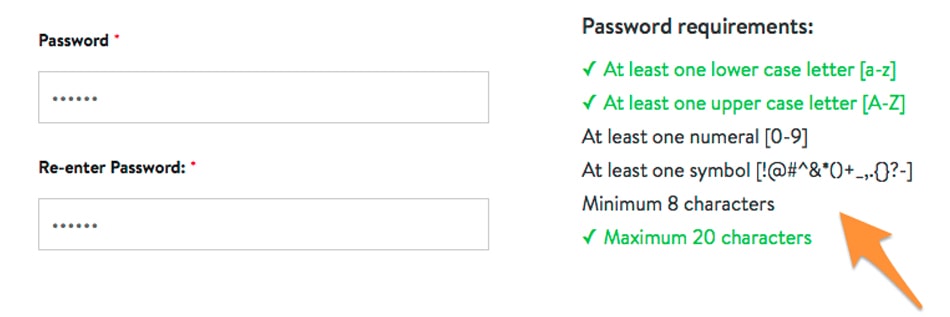 example of password parameters