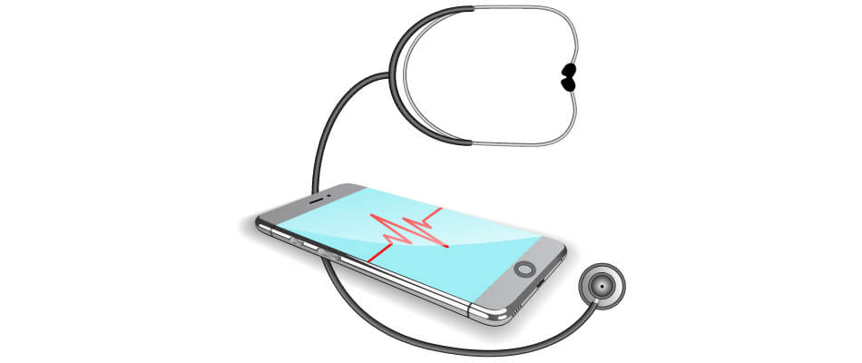 mobile device showing telehealth software development