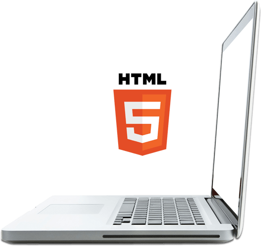 Laptop with having technology logo of HTML5