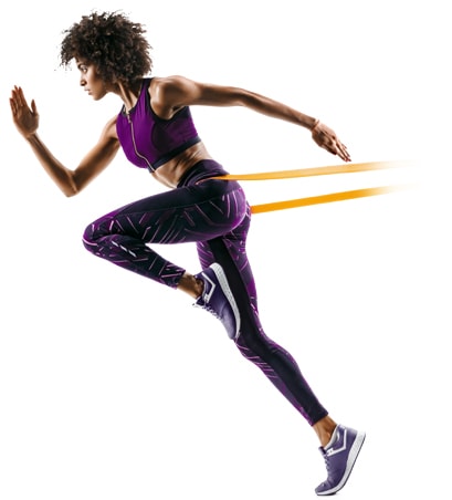 female runner using a resistance band