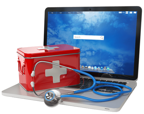 Laptop having first aid box and stethoscope