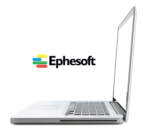 Ephesoft logo above laptop representing the software used by an RPA developer.