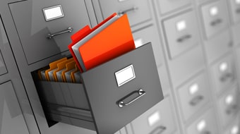 documents in a filing cabinet