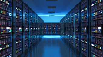 Modern API web network and Oracle 12 database storage server room